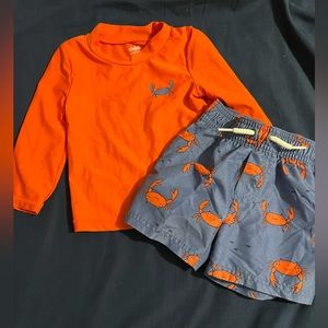 Baby Boys swim set, rashguard with trunks, size 18 months, good condition